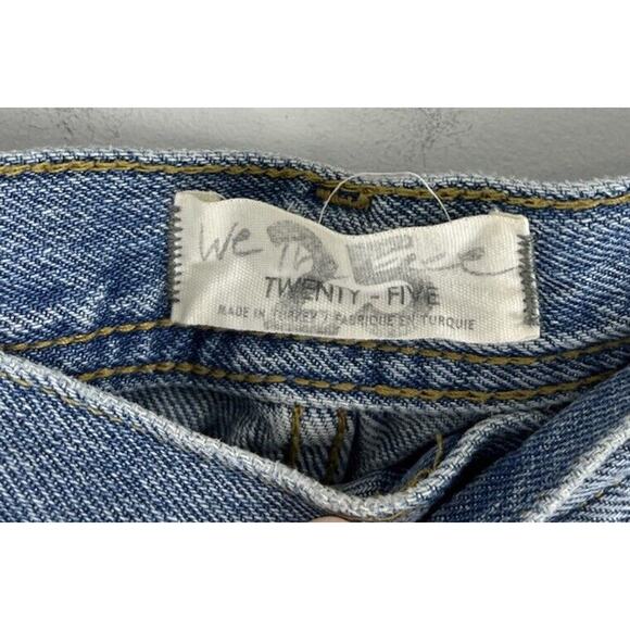 Free People We The Free Womens 25 Jeans Distressed Raw Hem Button Fly Blue Boho - Picture 6 of 11